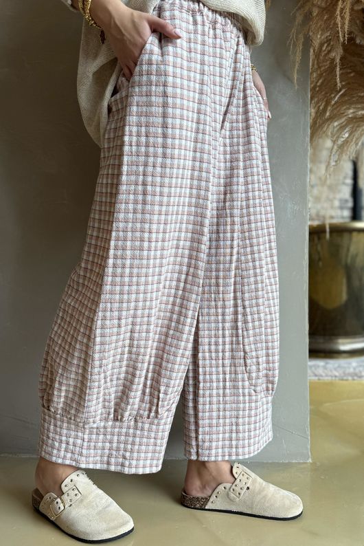 Annie Gingham Quirky 7/8 Pant Antique Rose